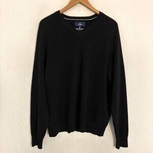 Buttoned Down Cashmere Sweater Mens L Black V Neck Preppy Ivy Academia Office